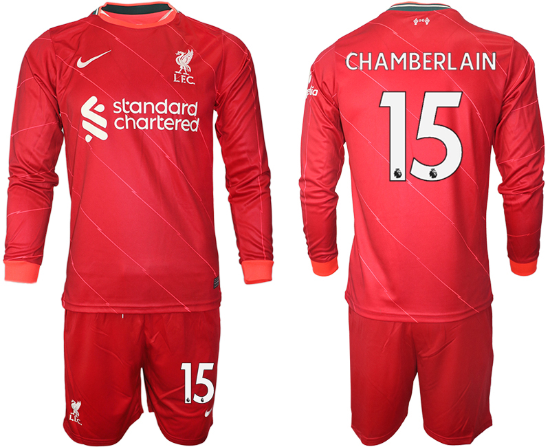 Men 2021-2022 Club Liverpool home red Long Sleeve #15 Soccer Jersey->liverpool jersey->Soccer Club Jersey